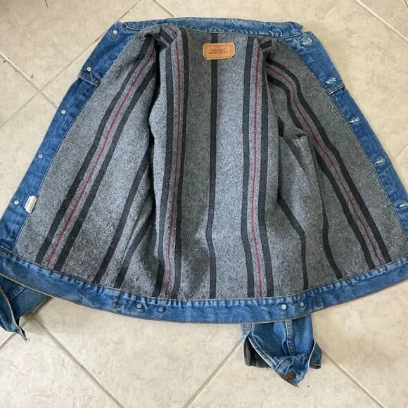 Vintage Levi's Blanket Lined 71506-0314 Denim Jean Trucker Jacket USA Size 36L
